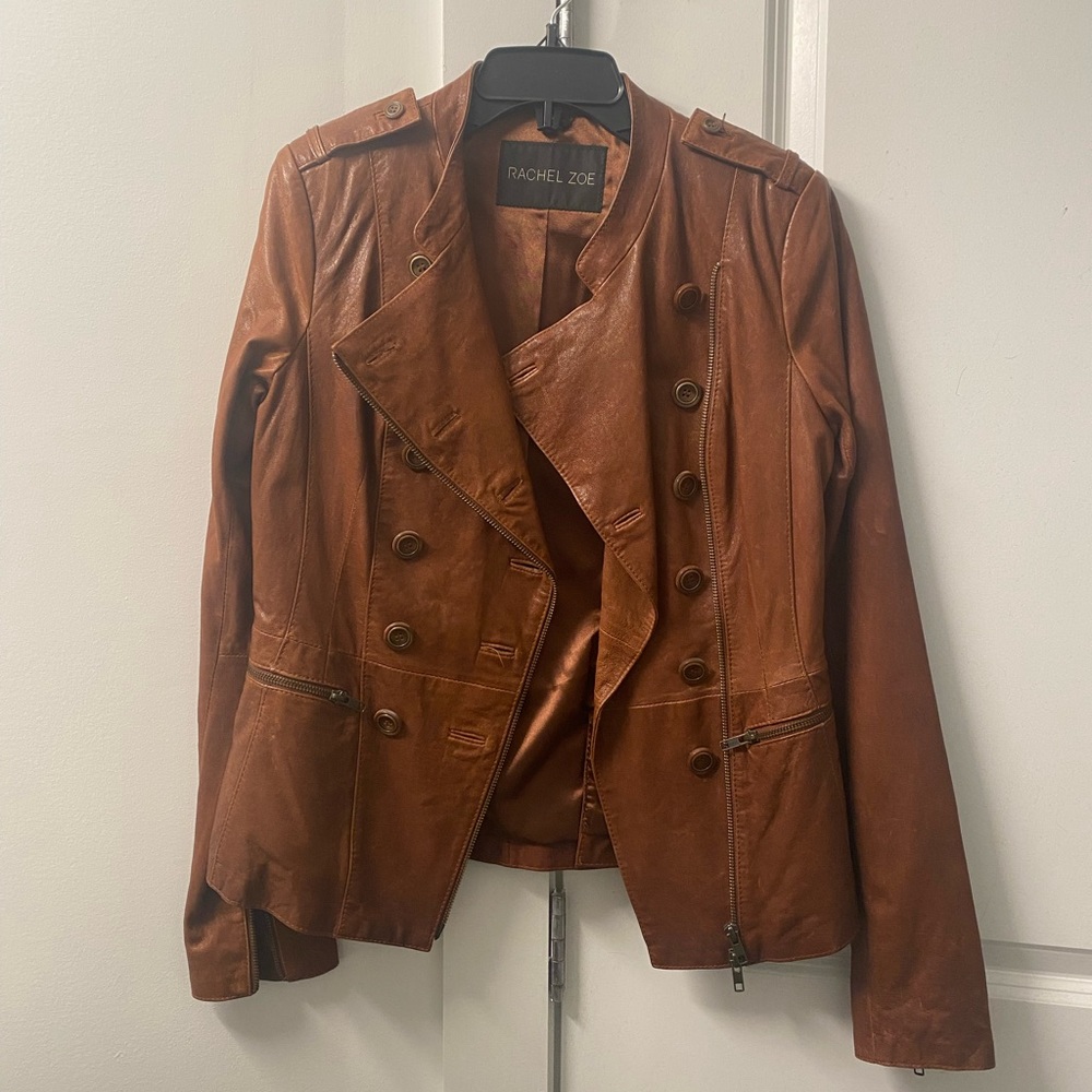 Rachel Zoe Brown Leather Biker Jacket